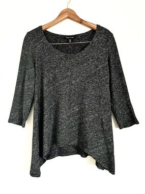 Eileen Fisher Organic Cotton Vegan Wool Asymmetric Hem Sweater in Gray Heather M